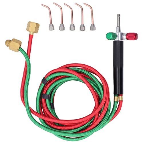Baxnore Mini -Gasbrenner Hochtemperaturschweiß -Lötwerkzeug Professionelles Mikroschweißfackel für Gold Silber Platinkupferlegierungen Metallic Kupfermaterial 325 g 5 austauschbare von Baxnore