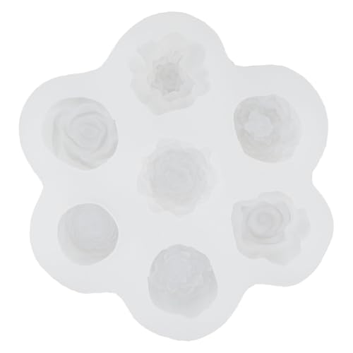 Baxnore Rosenblume Silikonform 7 Loch Zuckerfahrzeuge Kuchen Dekoration Cupcake Topper Seifenwachs Herstellung von Handwerksdarstellungen von Baxnore