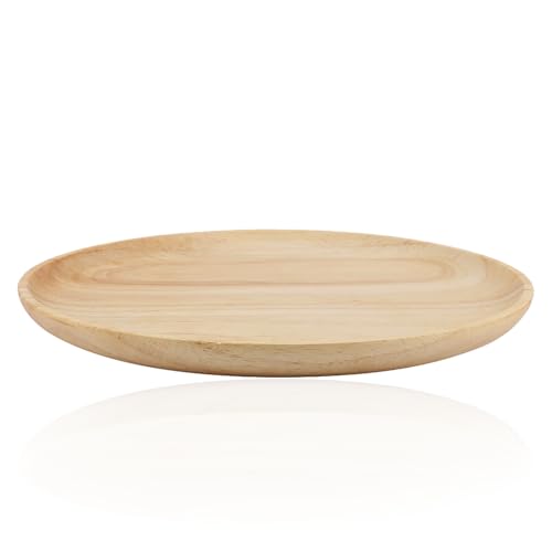 Baxnore Rund Holz Tablett, leichtes Teetablett, Serviertablett für Kerze Kaffee Snacks Dekoratives Tablett Tischtablett Essenstablett Frühstückstablett (20 * 20CM) von Baxnore