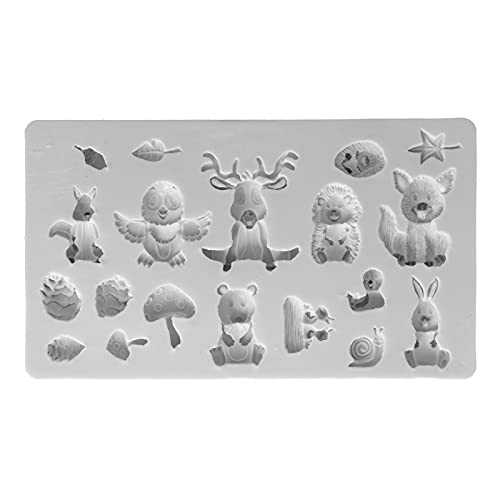 Baxnore Silikonform grauer Wald Cartoontiere Kuchen Präge, Fondant Dekoration Schimmelpilze von Baxnore