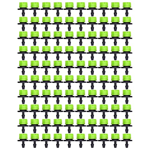 Baxnore Tropfbewässerung Emitter Einstellbarer Wasser Sprinklersystem Professionell 8 Loch Design für Garten Greenhouse Courtyard PP Material 100pcs (Grün) von Baxnore