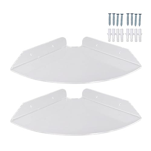 Baxnore Wandhalterung schwimmende Eckregale, Acryl -Eckschale mit Kabellöchern, Badezimmer Schlafzimmer Wohnzimmer Lagerorganisator (Transparent) von Baxnore