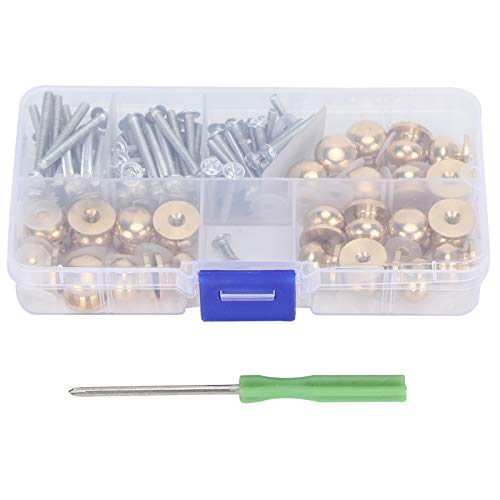 Brass Screw Set, Round Head Rivets with Assorted Industrial Screws Washers, Luggage Handbag Belt Craft Fasteners, Safe Fastening Kit with Storage Box von Baxnore