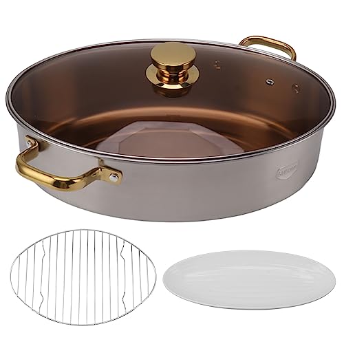 Fisch Dampf Pot Oval 304 Edelstahl Professionelles Multi -Verwendungs ​​-Kochgeschirr für Meeresfrüchte mit Rack Keramikpfanne Deckel Lidlem Küchenwerkzeug von Baxnore