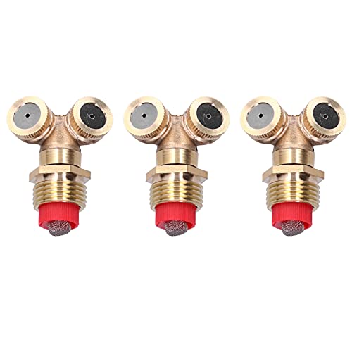 Messing Agrarspray -Sprühdüsen Doppelkopf -Design Wassersparende Bewässerung Nebel Sprinklerköpfe für Gärten Gewächshäuser und pflanzliche Gewächshäuser 3pcs G1/2 Männlicher Faden von Baxnore