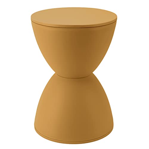 Sanduhrförmiger Hocker aus Kunststoff, modern, schlicht, nordischer Stil, runder Haushaltshocker für die Umkleidekabine im Badezimmer (Weiß) (Rosenate) (Kurkuma) von Baxnore