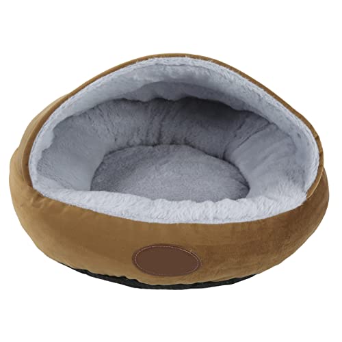 Schalenförmige halb geschlossene Haustierbett, 32 × 35 × 18 cm Orthopädische Stütze Katzenhundbett, Plüsch PP Baumwolle für Winterwärme Angst Erleichterung gefüllt (Blaues Hardtop) (Lila hartes von Baxnore