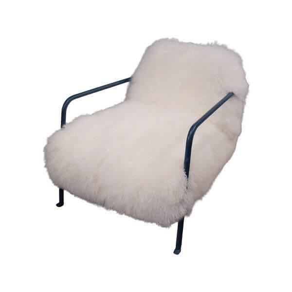 Sessel Bruxelles Stoff Fell Mongolia Weiß Gestell Metallrohr Anthrazit Sessel Bruxelles Stoff Fell Mongolia Weiß Gestell Metallrohr Anthrazit von Baxter