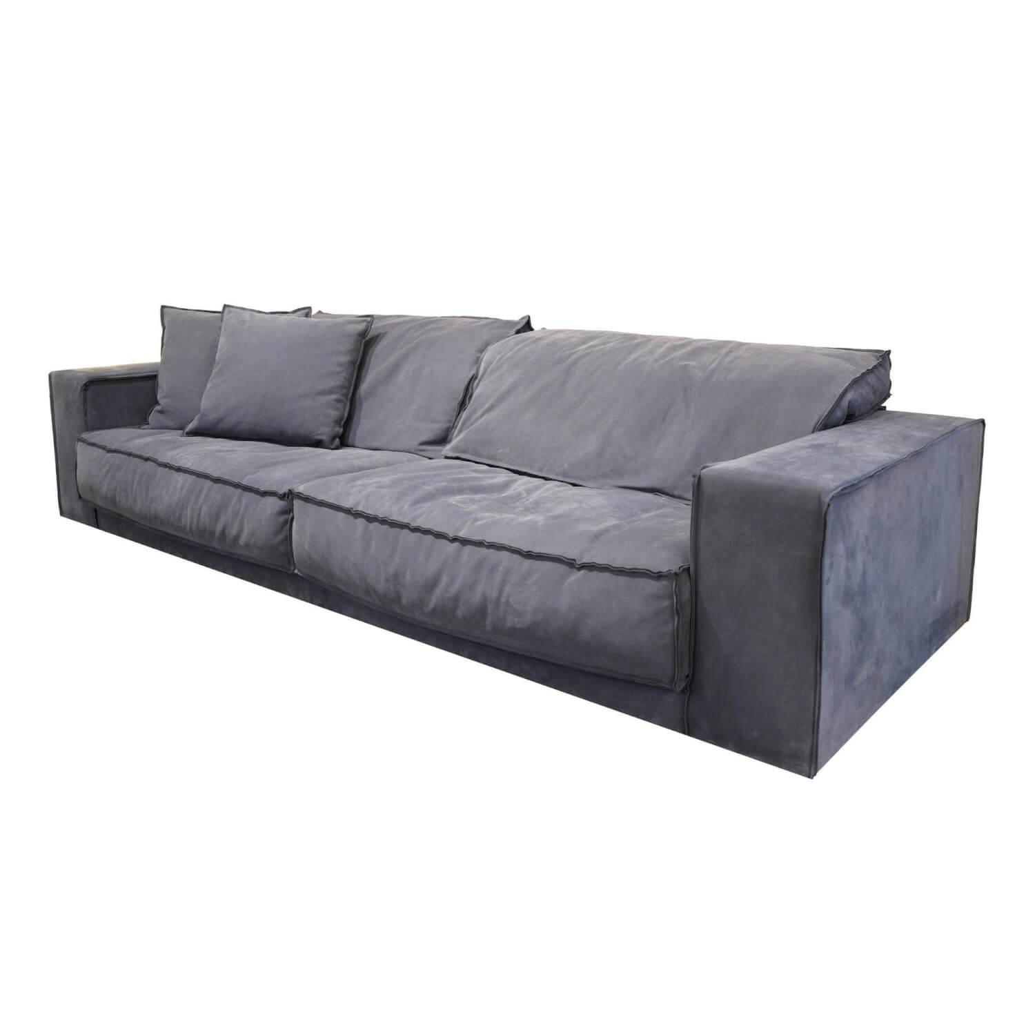 Sofa Budapest Soft Leder Kashmir Saphir Blau Cat. A mit 2 Kissen von Baxter