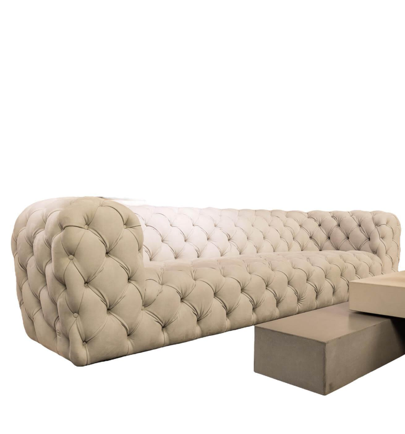 Sofa Chester Moon Leder Kashmir Nuage Grau von Baxter