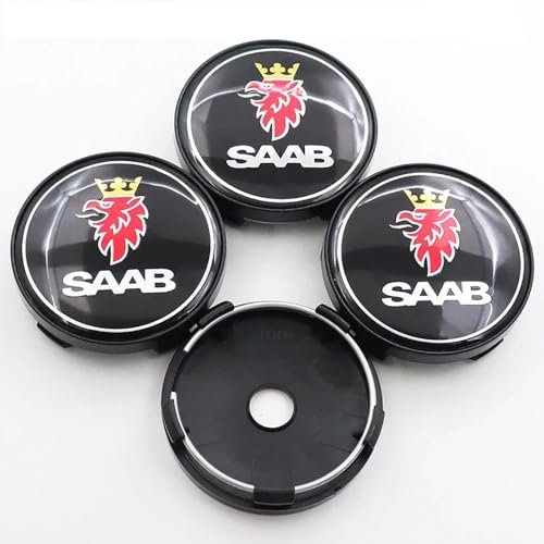 BayDe 4 Stück Acrylic/ABS Auto Radnabenkappen,für SAAB 60mm Nabendeckel Radnabenabdeckung Felgendeckel Staubdicht Verschleißfest Zubehör von BAYDE