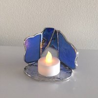 Led-Kerzenhalter Aus Blauem Glas, Bay View von BayViewGlassArts