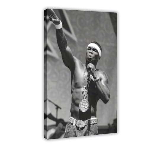 50 Cent Hip-Hop-Poster auf Leinwand, Schlafzimmer, Dekoration, Sport, Landschaft, Büro, Raumdekoration, Geschenk, Rahmen-Stil, 20 x 30 cm von Baydog