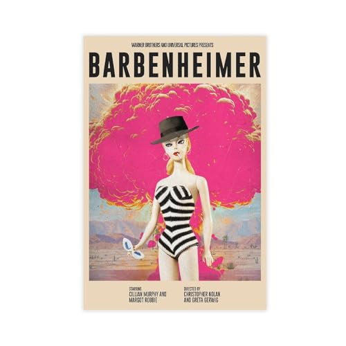 Barbenheimer Barbie Oppenheimer Film inspiriertes Poster Leinwand Poster Wandkunst Dekor Druck Bild Gemälde für Wohnzimmer Schlafzimmer Dekoration ungerahmt 30 x 45 cm von Baydog