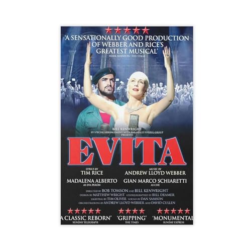 Evita The Musical Poster, Leinwand-Poster, Wandkunst, Dekordruck, Bild, Gemälde für Wohnzimmer, Schlafzimmer, Dekoration, ungerahmt, 40 x 60 cm von Baydog