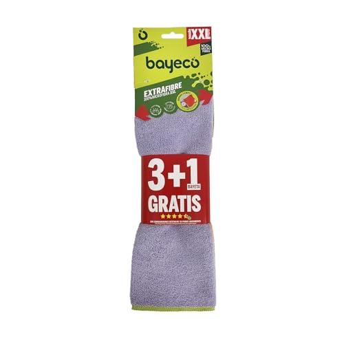 Bayeco - Mikrofasertuch 45 x 38 cm - Packung mit 3 Stück + 1 gratis - XXL - Vielseitig einsetzbar - Super saugfähig - Mehr Reinigung in einem Durchgang von Bayeco