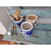 2 L Westerwälder Steinzeug Topf Vorratstopf Fermentieren Kochlöffelhalter Salzglasur von BayernCottage