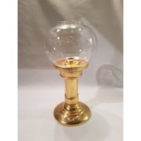 Großer Kerzenhalter Kerzenständer Messing + Glas Kugel von BayernCottage