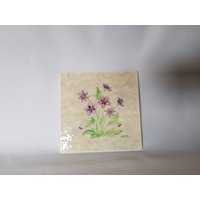 Wand Fliese Kachel Boizenburg Handgemalt Veilchen Motiv Signiert Untersetzer 15 X cm von BayernCottage