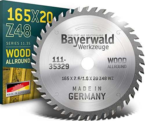 Bayerwald - HM Handkreissägeblatt für Holz - Ø 165 mm x 2,6 mm x 20 mm | Wechselzahn (48 Zähne/sehr fein) | ohne Nebenlöcher von QUALITÄT AUS DEUTSCHLAND Bayerwald Werkzeuge