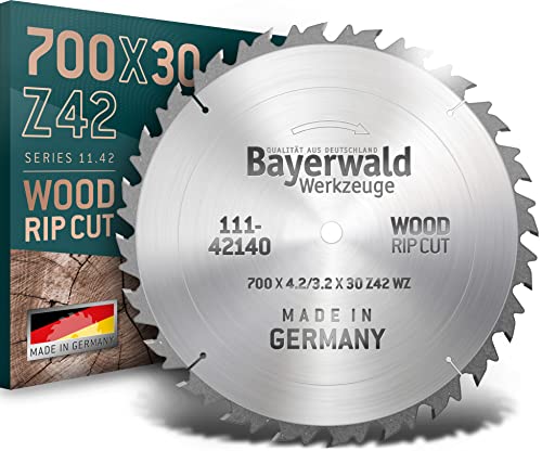 Bayerwald - HM Kreissägeblatt - Ø 700 mm x 4,2 mm x 30 mm | Wechselzahn (42 Zähne) | grobe, schnelle Zuschnitte - Brennholz & Holzwerkstoffe | für Tischkreissägen, Formatkreissäge & Wippkreissägen von Bayerwald Werkzeuge