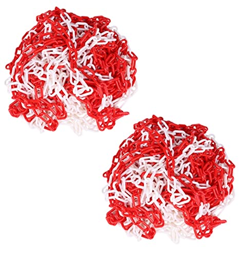 (0,70 EUR/m) - 50m Bund Absperrkette [Rot/Weiß] - Plastikkette | Kunststoffkette im Beutel | 6mm Gliederkette | Warnkette Sicherungskette | UV-beständig & frostresistent | Baustellensicherung von Bayli