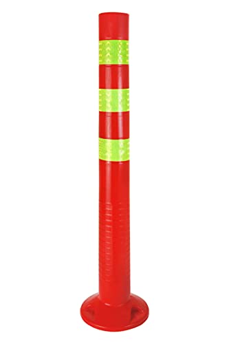 1 x Sperrpfosten [Höhe-72,5cm] - Absperrpfosten reflektierend | Absperrung mit Standfuß [Befestigung mit Schrauben] | Absperrständer | Park Pfosten Farbe Rot | Leitpfosten | Poller von Bayli