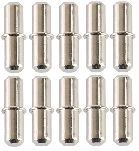 10 Stück Bodenträger aus Metall [Ø 5mm x Länge 17mm] für Einlegeböden | Fachträger | runde Regalstifte Träger vernickelt aus Metall | 20er Set - Steckbodenträger | Fachbodenträger für Holz und Glas von Bayli