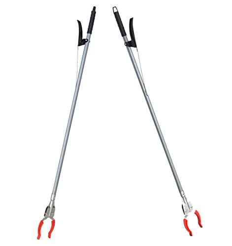 2 x Greifzange extra lang für Müll | Greifhilfe 92 cm - Müllzange aus Metall für Senioren | praktischer Abfallsammler | Handgreifer - Müllsammler | Greifarm | robuste Müllsammelzange | [große Öffnung] von Bayli