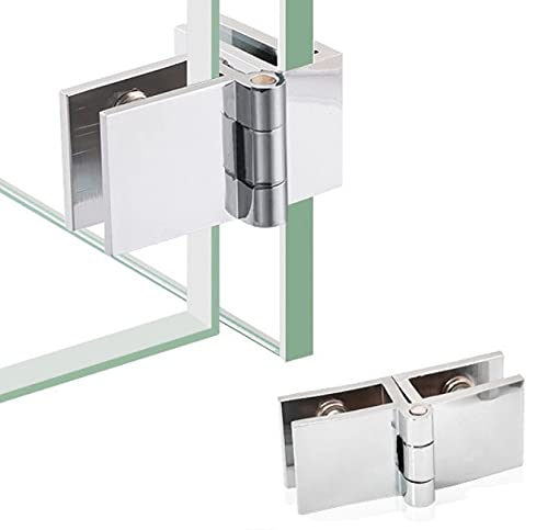 2er Set Glas Scharnier 180 Grad | Dusche Tür Scharnier Halter | 5-8mm Glastür Beschlag | Glastür Klemme [ohne Bohren] - Glas zu Glas Verbindung für Vitrinen, Glastüren, Aquariumdeckel, Acrylscheibe von Bayli