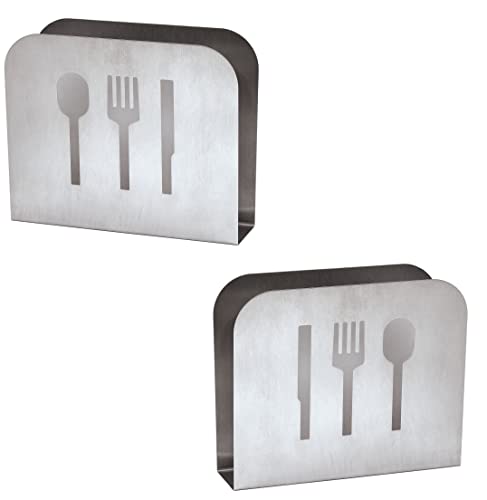 2er Set - Serviettenhalter aus Edelstahl | Serviettenablage für Tisch, Küche, Bar, Gastronomie | Serviettenständer, langlebig | Serviettenspender Stehend - Serviettenbox für Restaurants & Bistros von Bayli