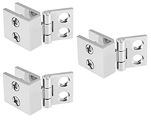 3er Set Glas Scharnier 0 Grad | Dusche Tür Scharnier Halter | 5-8mm Glastür Beschlag | Kugellager-Glas-Scharnier | Glastür Klemme [ohne Bohren] - Wand zu Glas Verbindung für Vitrinen & Glastüren von Bayli