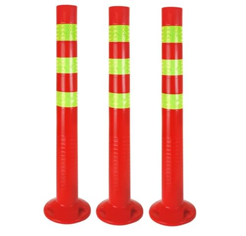3er Set - Sperrpfosten [Höhe-68cm] - Absperrpfosten Kunststoff reflektierend | Absperrung mit Standfuß [Befestigung mit Schrauben] | Absperrständer | Park Pfosten Farbe Rot | Leitpfosten | Poller von Bayli