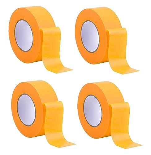 4 x Rollen - Profi Goldband Klebeband 50 m Rolle x 60 mm - Malerband Gold Kreppband - Abdeckband für Maler und Lackierer - Krepp für Innen und Außen - Malerkrepp - Klebeband für Malerarbeiten von Bayli