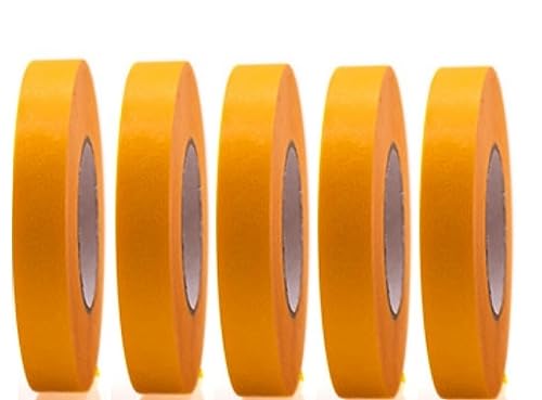 5 Rollen Profi Goldband Klebeband 50 m x 20 mm - Malerband Gold Kreppband - Abdeckband für Maler und Lackierer - Krepp für Innen und Außen - Malerkrepp - Vielseitiges Klebeband für Malerarbeiten von Bayli