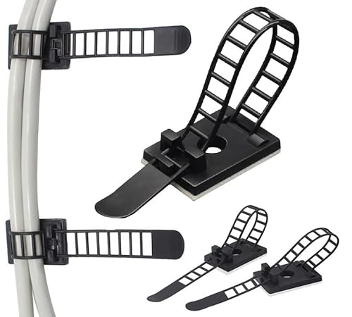 50 Stück verstellbare Kabelhalter Selbstklebend Auto Schreibtisch Kabelklemme Kabelbefestigung Kabelclip Kabel binden Kabelschellen Kabelführung 18x25mm Büro Kabel Organizer Kabelführung Schwarz von Bayli