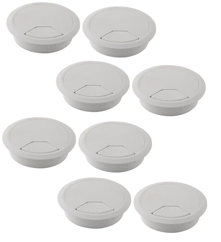8er Pack Kabeldurchführung Schreibtisch 60mm - Farbe [weiß] - Kabeldurchlass mit Staubdichtung für diverse Büro Schreibtische & Arbeitsplatten | runde Kabeldose aus ABS Kunststoff | Kabelauslass von Bayli