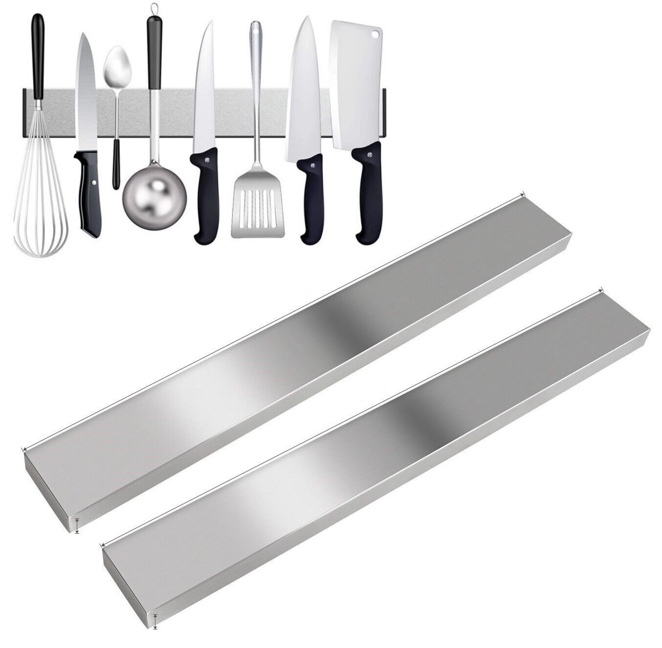 BAYLI Wand-Magnet Messerhalter 2er Set Magnetleiste selbstklebend 40cm und 50cm - Messerleiste Edelst von Bayli