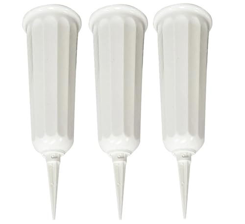 Bayli 3er Set Grabvase aus Kunststoff mit Erdspieß | Friedhofsvase in Weiß | Grabsteckvase | frostsicher Steckvase für Grab | wetterfeste Blumenvase für Friedhof | witterungsbeständiger Grabschmuck von Bayli