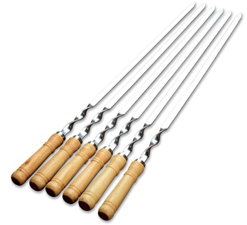 Bayli 6er Set Schaschlikspieß 60 cm mit Holzgriff ? Rostfreier Grillspieß für Gas- und Holzkohlegrills - Lange Fleischspieße für Grillpartys - BBQ Schampura ? Perfektes Grillzubehör Bayli 6er Set Schaschlikspieß 60 cm mit Holzgriff ? Rostfreier Grillspieß für Gas- und Holzkohlegrills - Lange Fleischspieße für Grillpartys - BBQ Schampura ? Perfektes Grillzubehör von Bayli