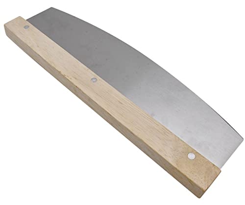 Bayli Pizzaschneider Wiegemesser | Pizza Cutter aus Edelstahl und Holz Griff | scharfer Pizzamesser | vielseitig einsetzbares Pizzateiler | Klinge 31,5 cm von Bayli