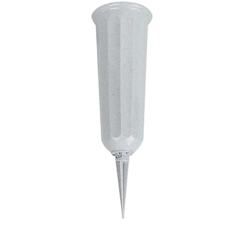Bayli Grabvase aus Kunststoff mit Erdspieß | Friedhofsvase in Grau | Grabsteckvase | frostsicher Steckvase für Grab | wetterfeste Blumenvase für Friedhof | witterungsbeständiger Grabschmuck von Bayli