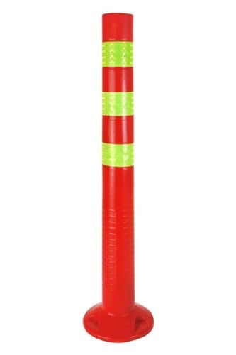 Sperrpfosten [Höhe-68cm] - Absperrpfosten Kunststoff reflektierend | Absperrung mit Standfuß [Befestigung mit Schrauben] | Absperrständer | Park Pfosten Farbe Rot | Leitpfosten | Poller von Bayli
