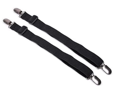Verstellbare Bettlakenspanner [2er Set] | Betttuchspanner mit Metallclips aus Edelstahl - [Farbe: schwarz] | elastische Matratzenhalter | 2 Stück Spannbettlakenhalter für Bett oder Safa | Lakenspanner von Bayli