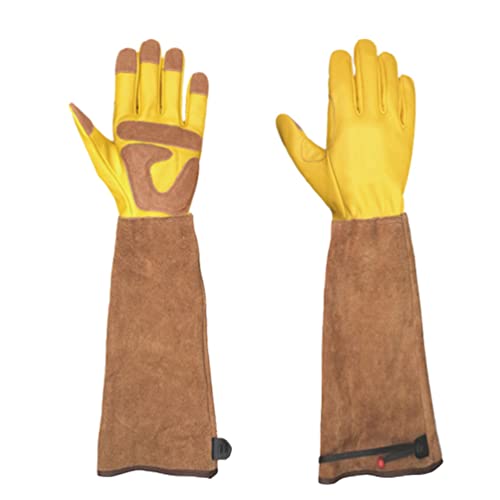 Baymate Dornensichere und Stichfeste Gartenhandschuhe aus Leder, Verstellbare Rosenhandschuhe für Damen/Herren, Lange Arbeitshandschuhe mit Verstärkten Handflächen,L von Baymate