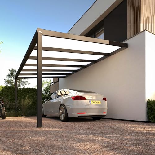 Carport aus Aluminium 6m x 3mx 2,5 m- Autoüberdachung inkl. Wellplatten 50 mm hoch - Garage Unterstand Terrassenüberdachung - Pergola Veranda - Anthrazit von Bayram