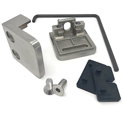 Edelstahl Glashalter für Glasstärke 8,0 mm mit Gummi-Satz Glasklemme 45/45 mm mit flachem Ansatz aus V2A mit Montagewerkzeug Bayram® von Bayram