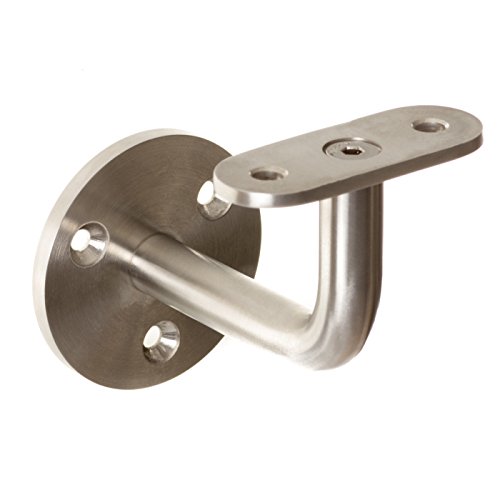 Edelstahl Handlaufhalter Bayram® mit flach oder rund Anschraubplatte Handlaufträger 42,4 mm V2A Geländerhalterung Handlauf (Flach) von Bayram