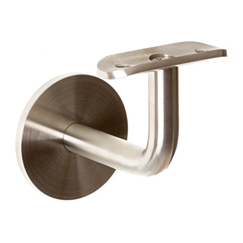 Edelstahl Handlaufhalter Bayram® mit flach oder rund Anschraubplatte Rohrstütze Pfosten Handlaufträger 42,4 mm V2A Geländerhalterung Handlauf (Rund) von Bayram