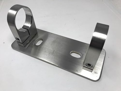 Edelstahl Pfostenhalter Geländer - Wandanker für 42,4mm Edelstahl-Rohr 180x70x6 mm Verstellbare Wandhalterung für Rundrohr mit zwei Klemmhalterung/Rohrschelle Rohrhalter V2A Bayram® von Bayram